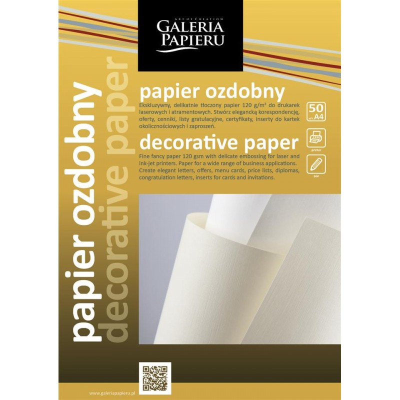 Papier ozdobny A4 (50) gładki biały satynowany Argo 120g  [206801]